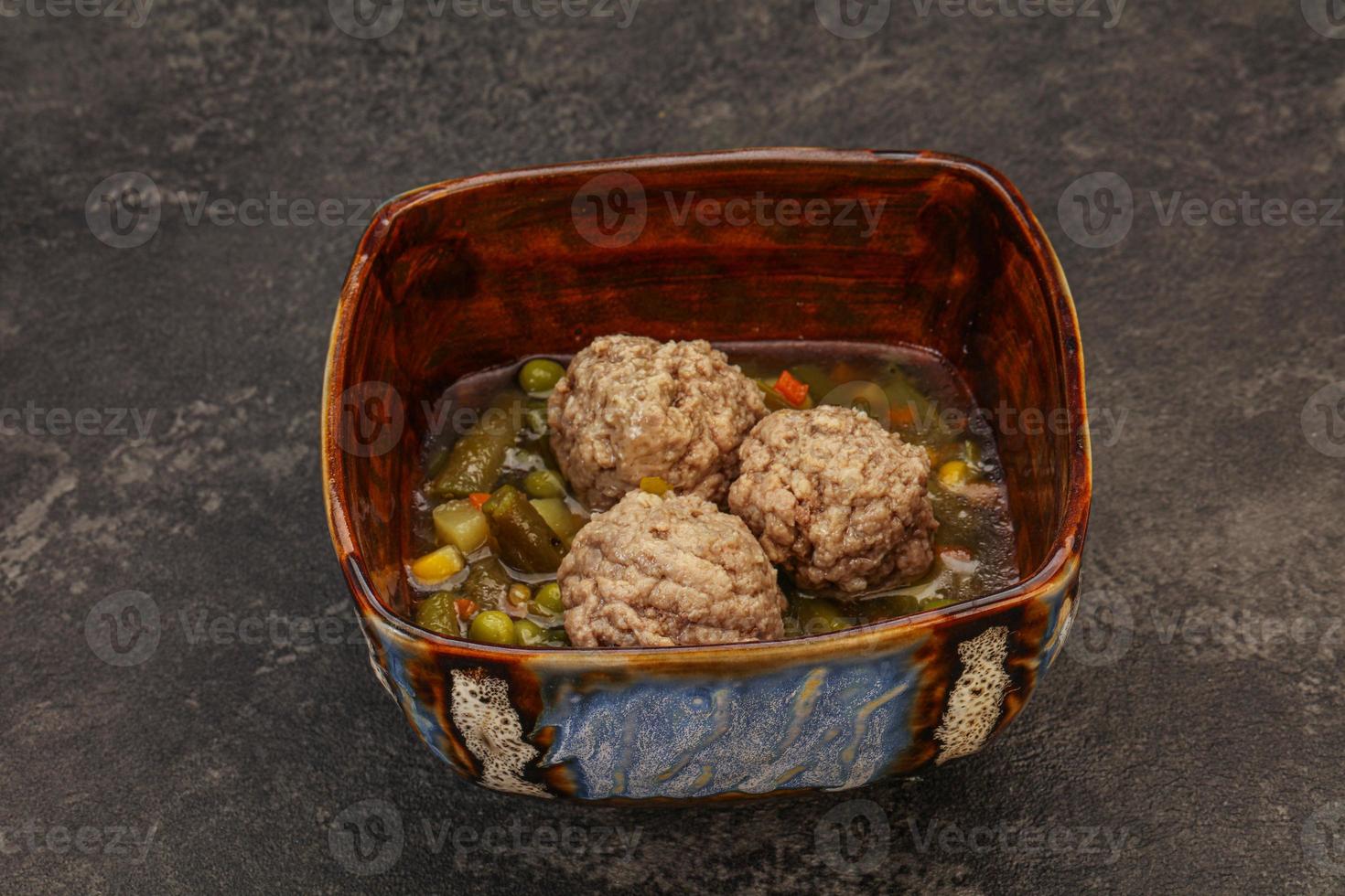 Soup with vegetables and meat balls photo