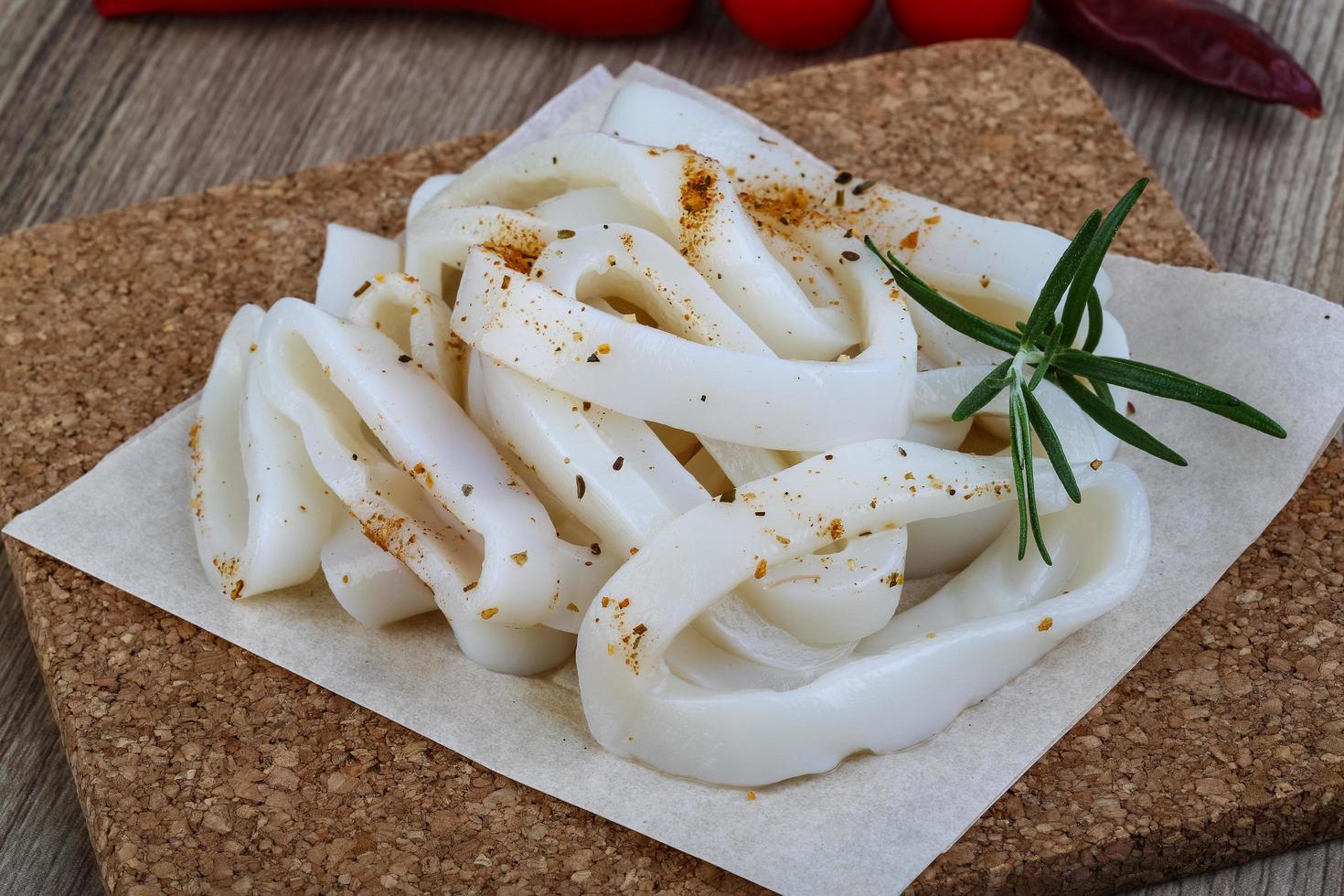 Raw squid rings photo