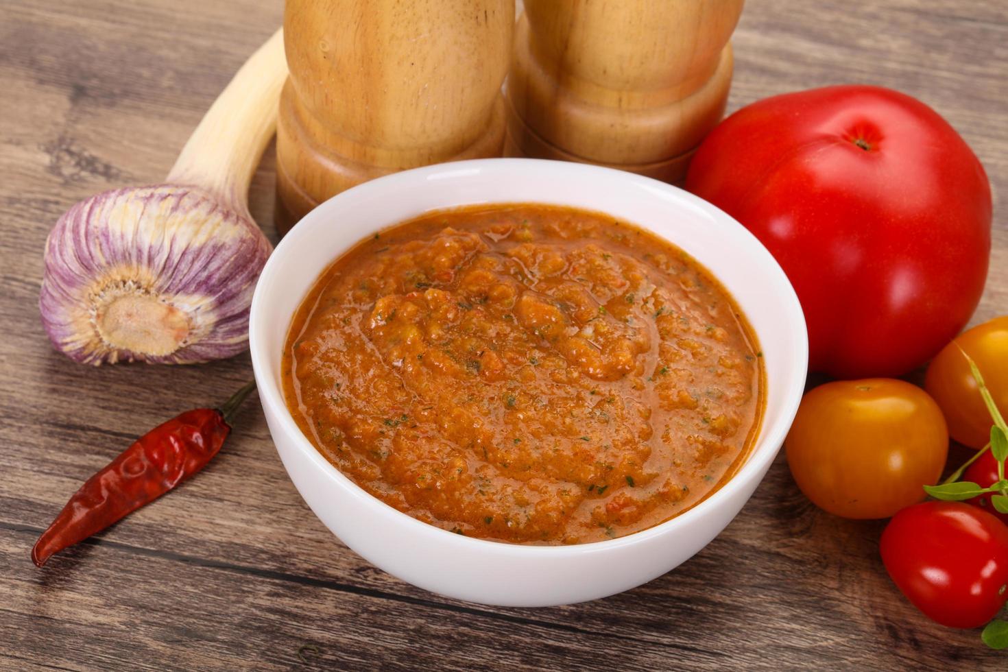 Famous Spanish gazpacho tomato soup photo