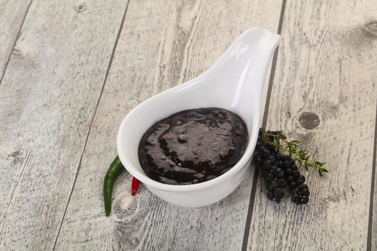 Black pepper sauce for meat photo