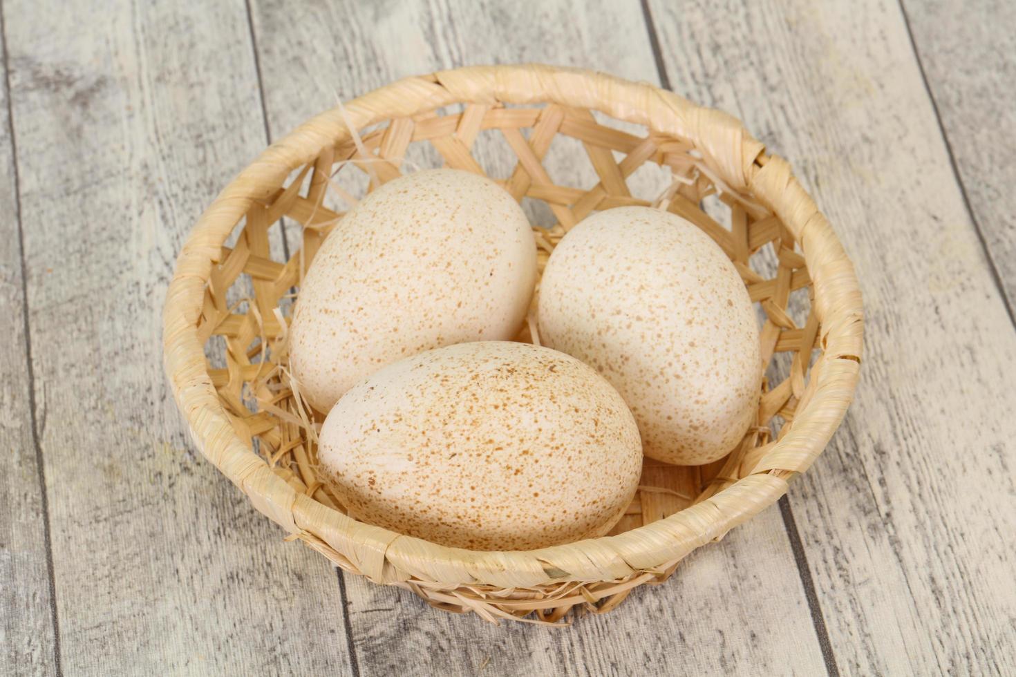 Three big raw turkey egg photo