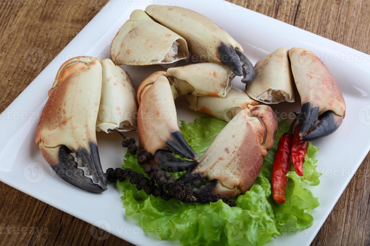 Crab claws on plate photo