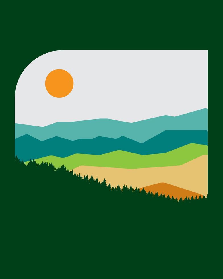 Fresh view of mountain - Camping nature adventure wild line badge patch pin graphic illustration vector art t-shirt design