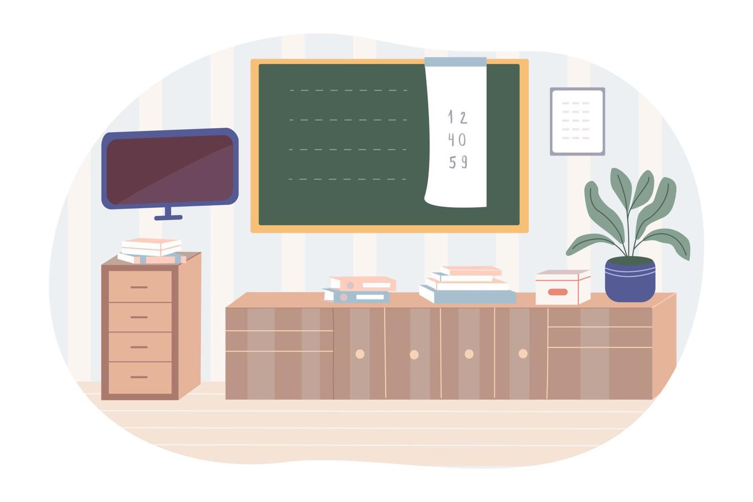 School classroom with blackboard. Education background. vector