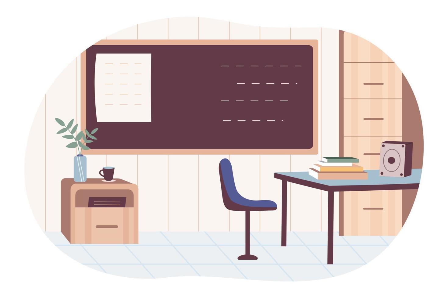 School classroom with blackboard. Education background. vector