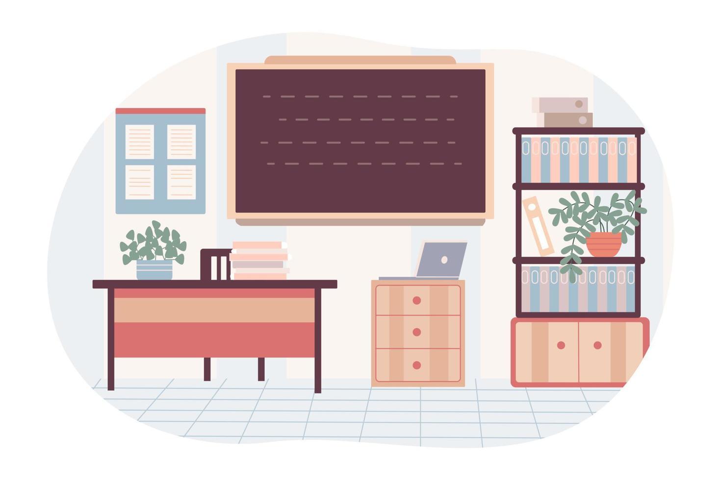 School classroom with blackboard. Education background. vector