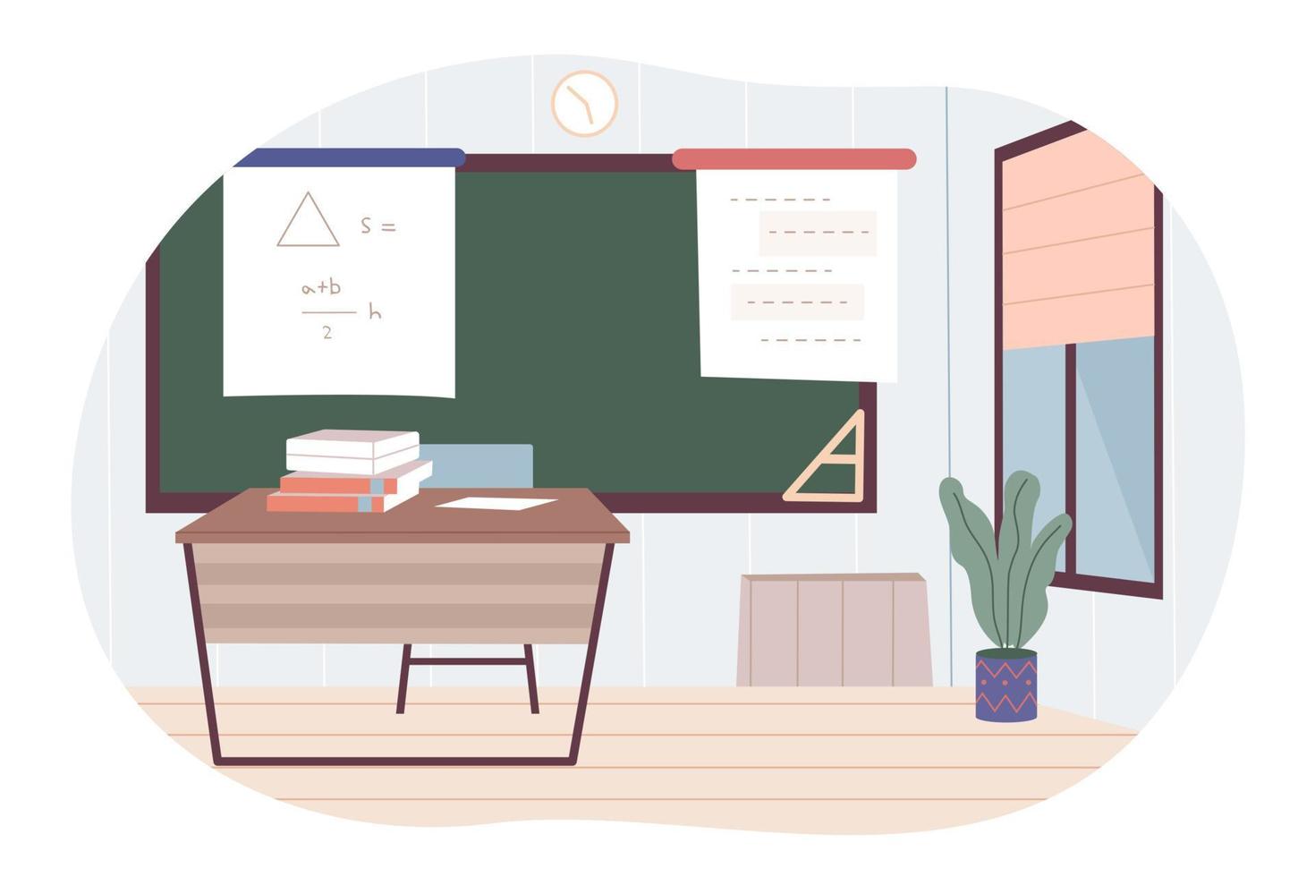 School classroom with blackboard. Education background. vector