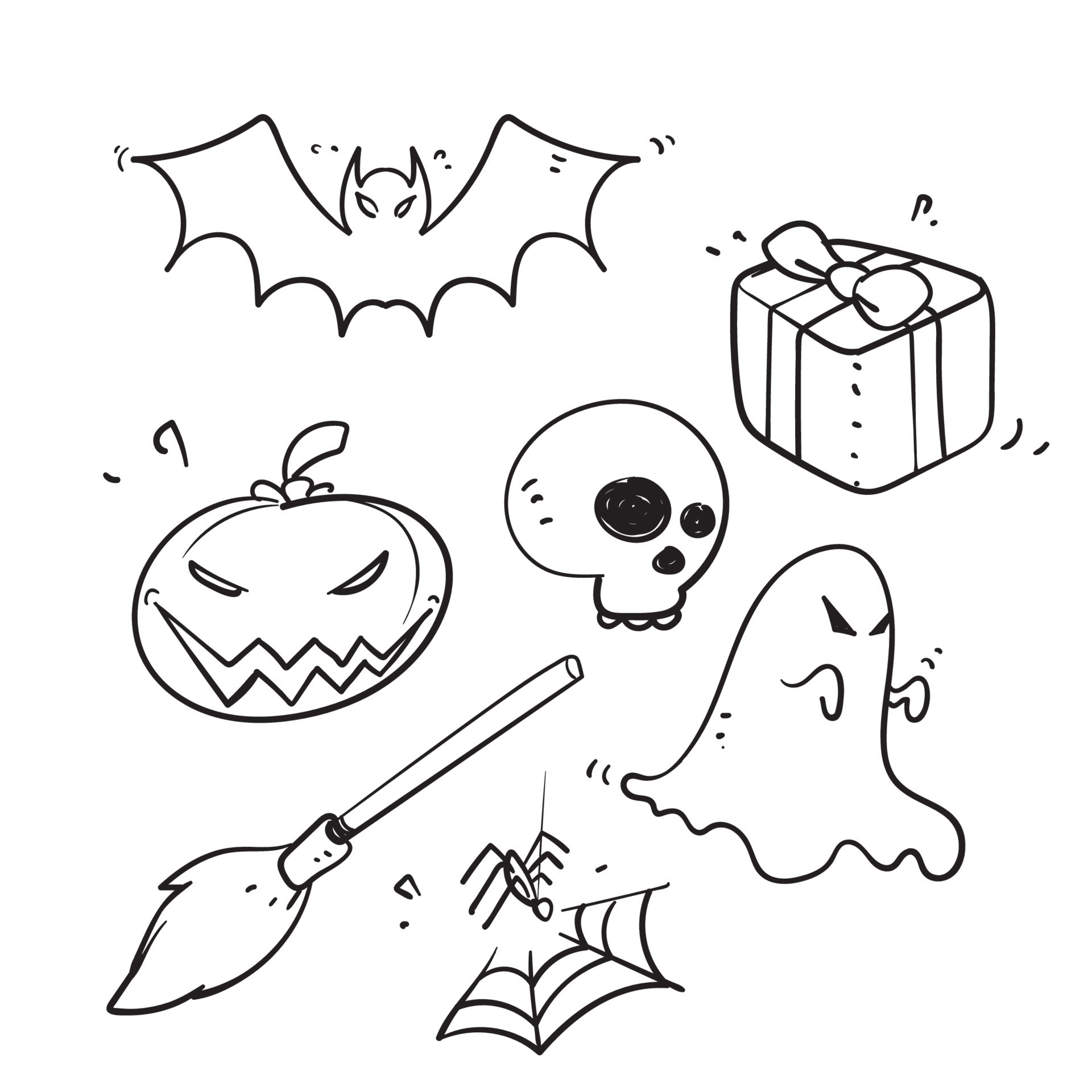 Halloween doodle hand drawing element vector set 12005878 Vector Art at  Vecteezy