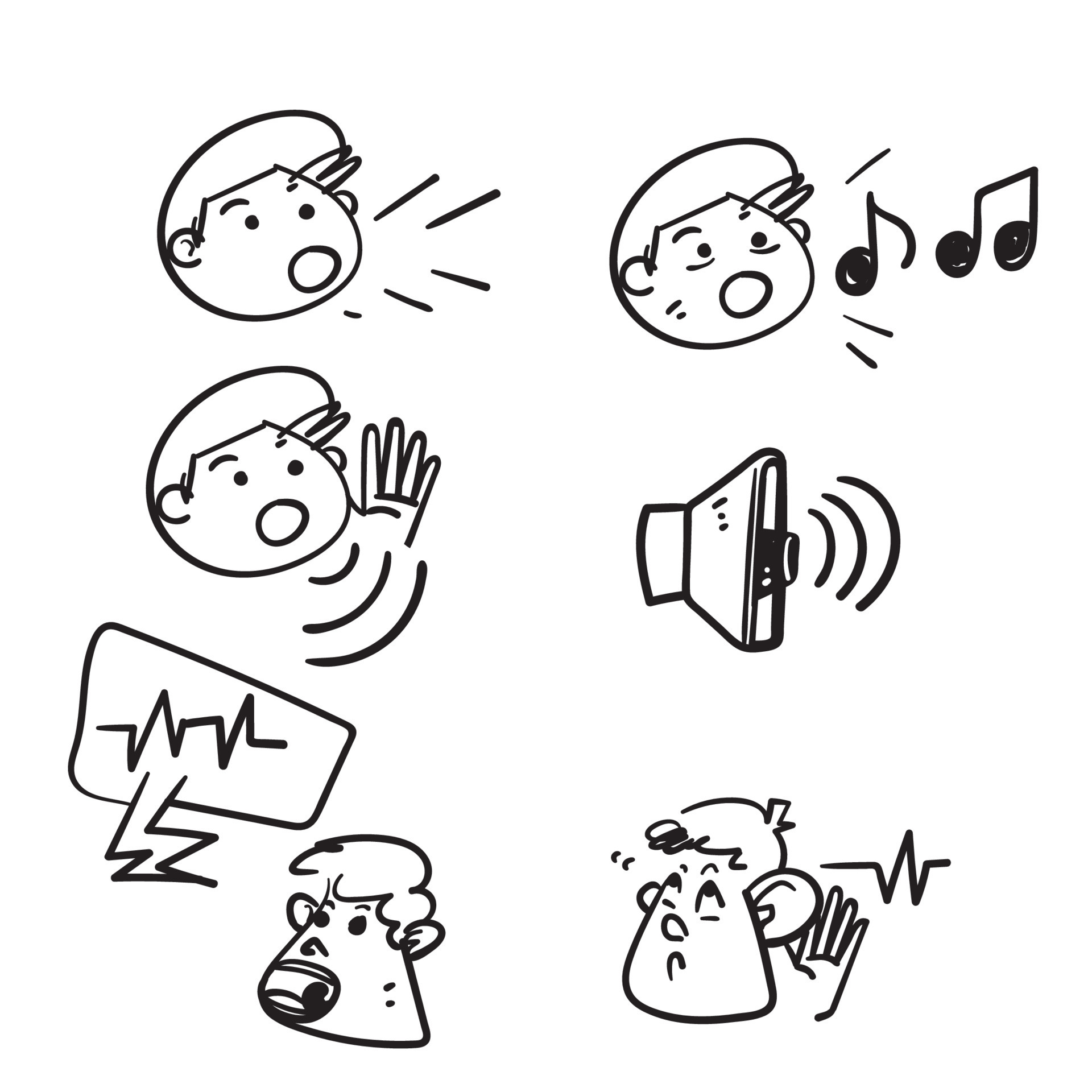 hand drawn doodle Simple Set of Voice Related Vector illustration