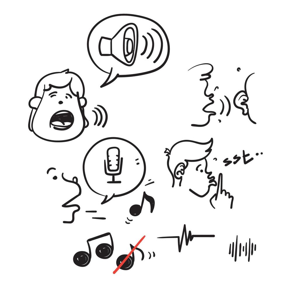 hand drawn doodle Simple Set of Voice Related Vector illustration