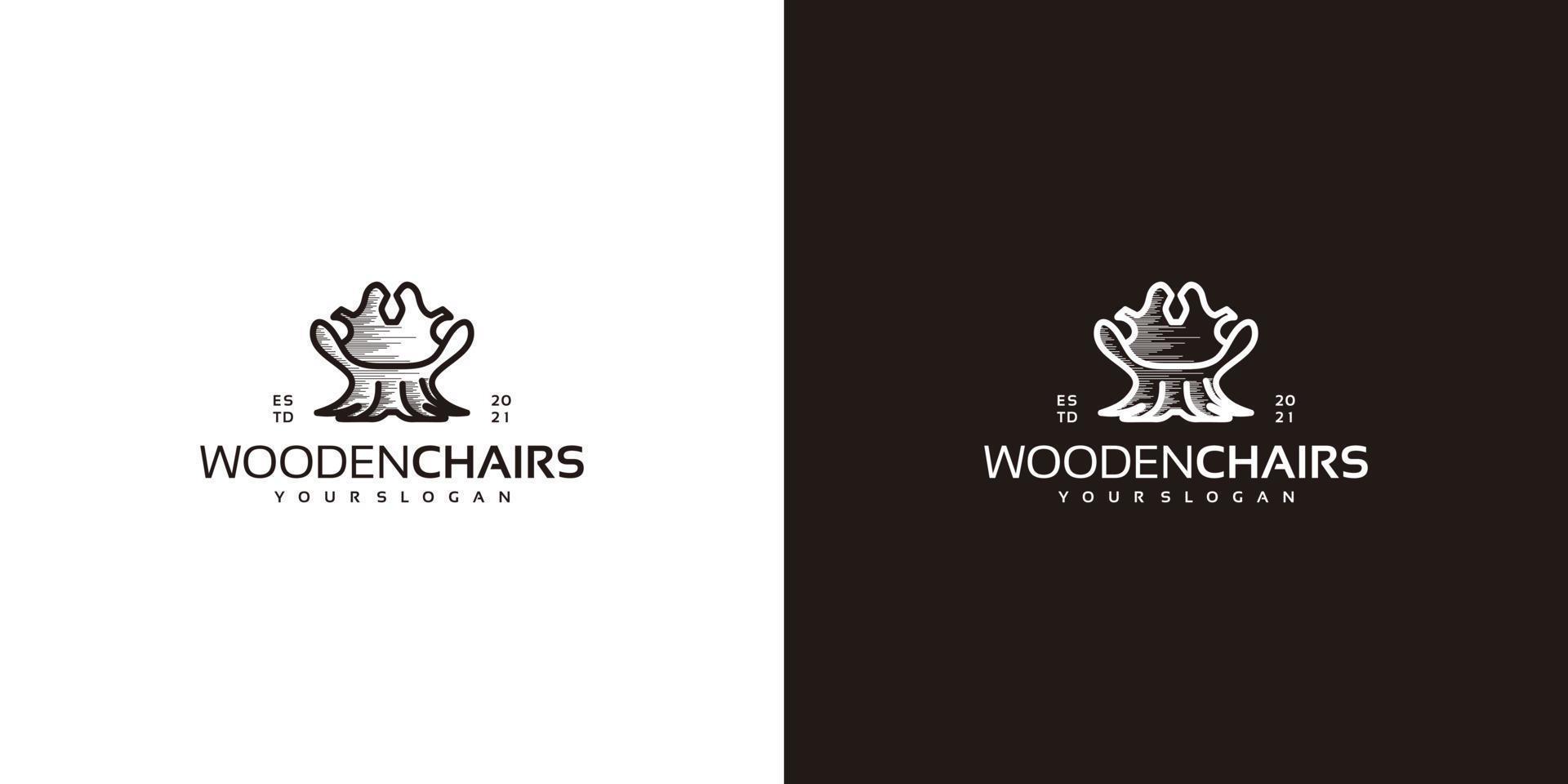 creative chair logo with logs vector