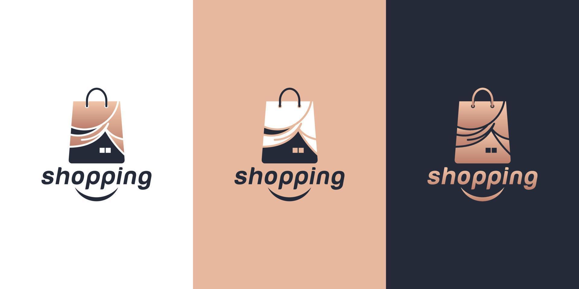 logotipo de bolsa de compras creativa para empresas vector