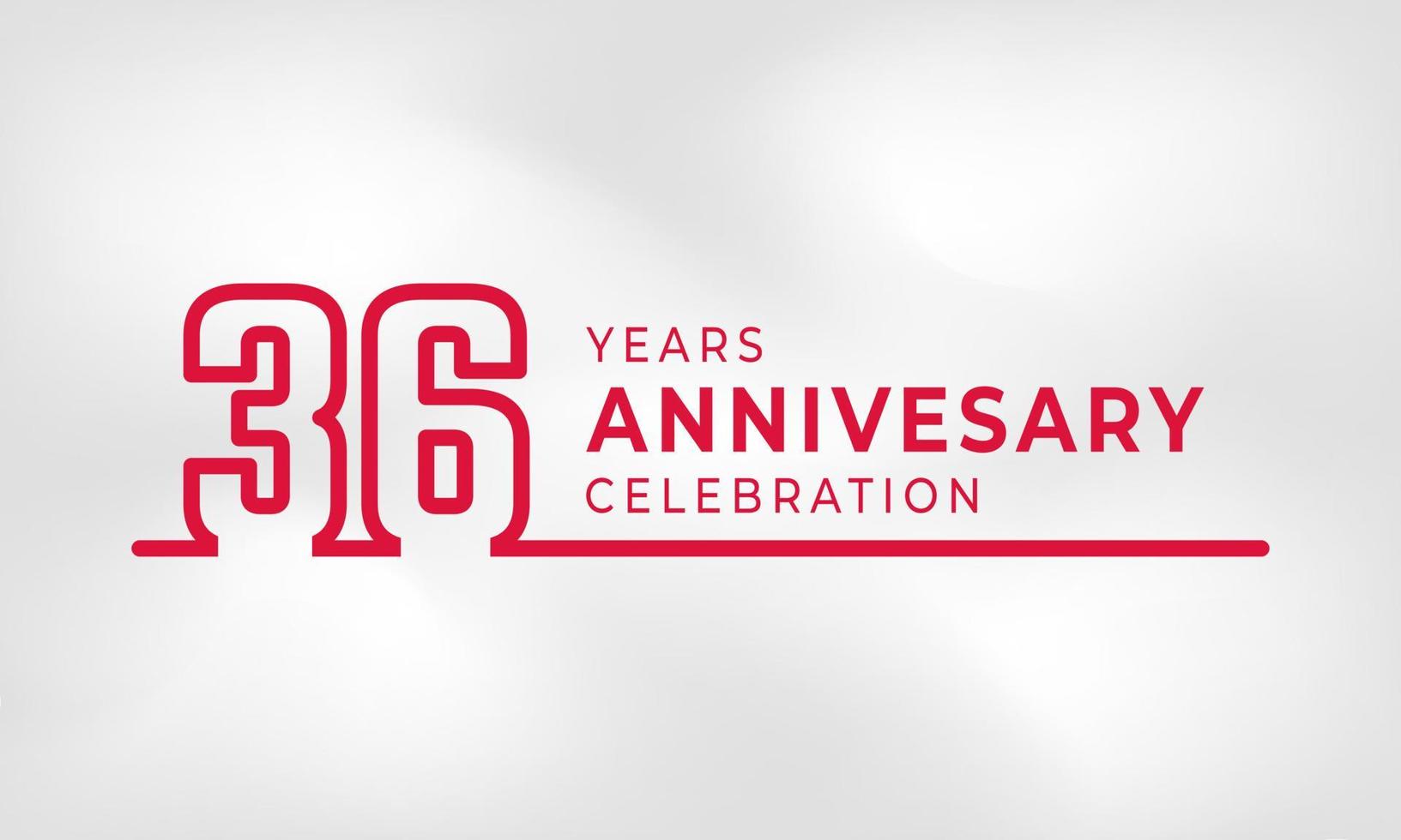 36 Year Anniversary Celebration Linked Logotype Outline Number Red Color for Celebration Event, Wedding, Greeting card, and Invitation Isolated on White Texture Background vector