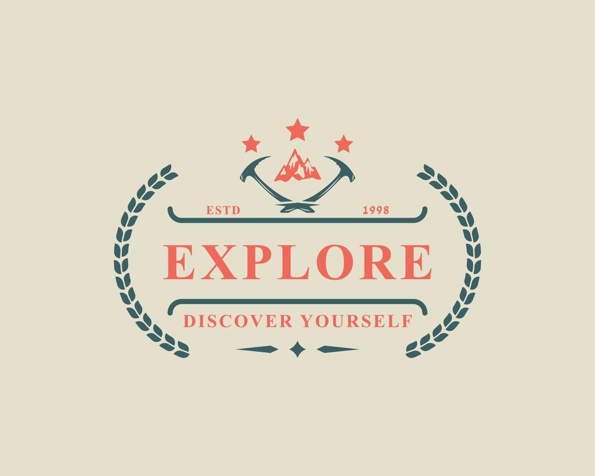 Vintage Retro Badge Camping and Outdoor Adventure Typography Logo Vector Design Inspiration