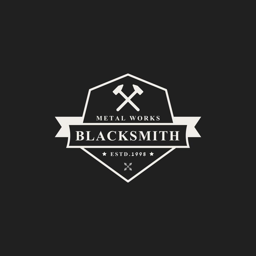 Vintage Retro Badge Blacksmith Logos, Emblems and Design Elements with Grunge Texture vector