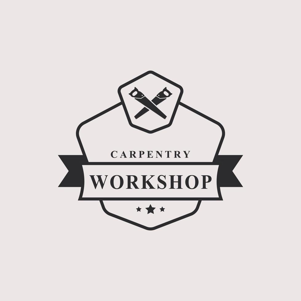 Vintage Retro Badge Working Tools, Carpentry, Workshop Labels, Logos Design Elements vector