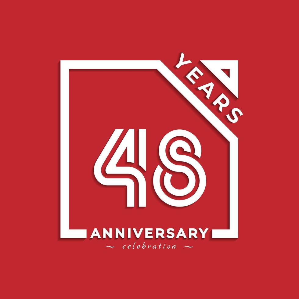 48 Year Anniversary Celebration Logotype Style Design with Linked Number in Square Isolated on Red Background. Happy Anniversary Greeting Celebrates Event Design Illustration vector