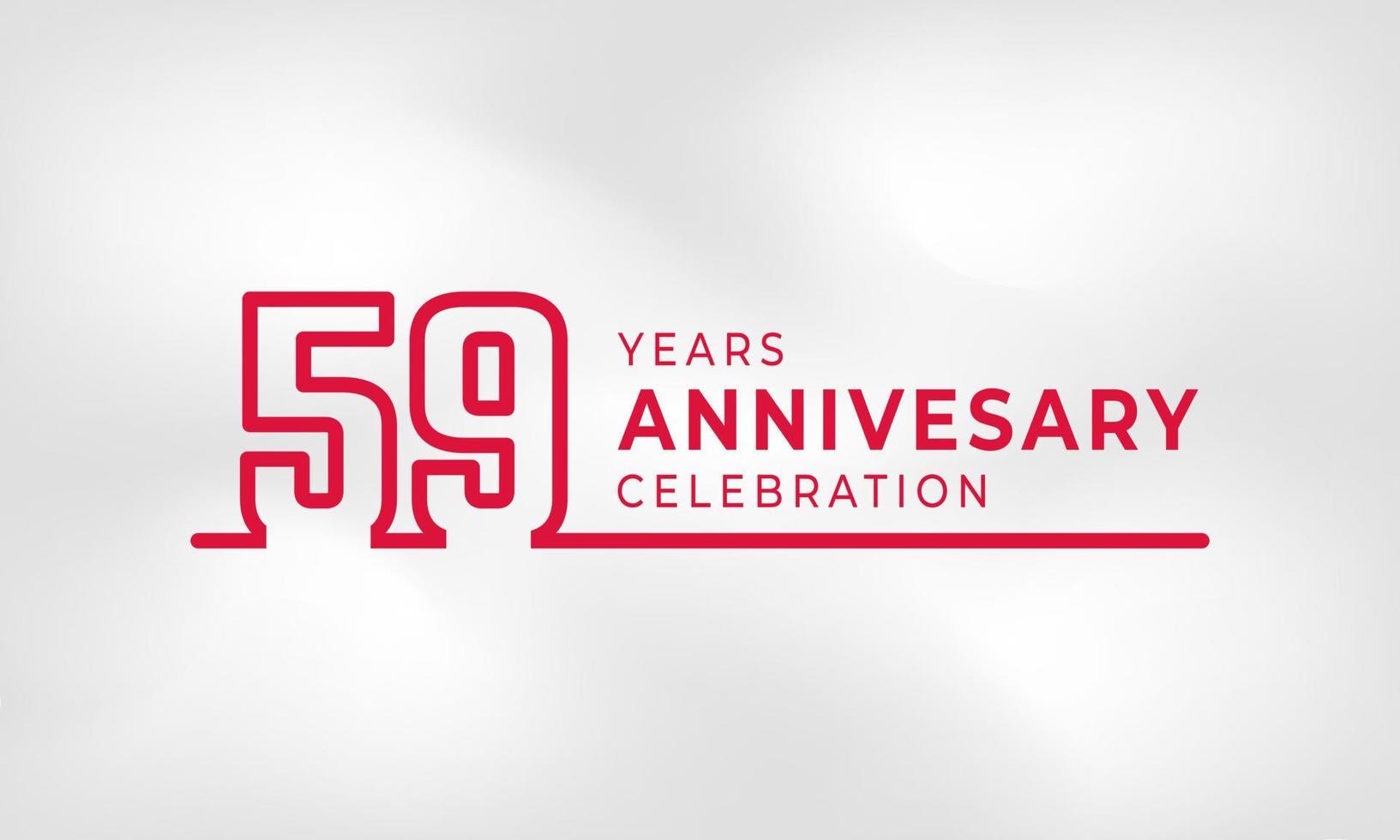 59 Year Anniversary Celebration Linked Logotype Outline Number Red Color for Celebration Event, Wedding, Greeting card, and Invitation Isolated on White Texture Background vector