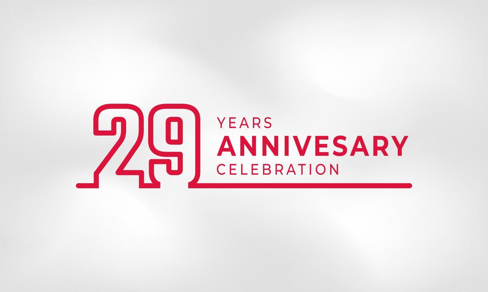 29 Year Anniversary Celebration Linked Logotype Outline Number Red Color for Celebration Event, Wedding, Greeting card, and Invitation Isolated on White Texture Background vector