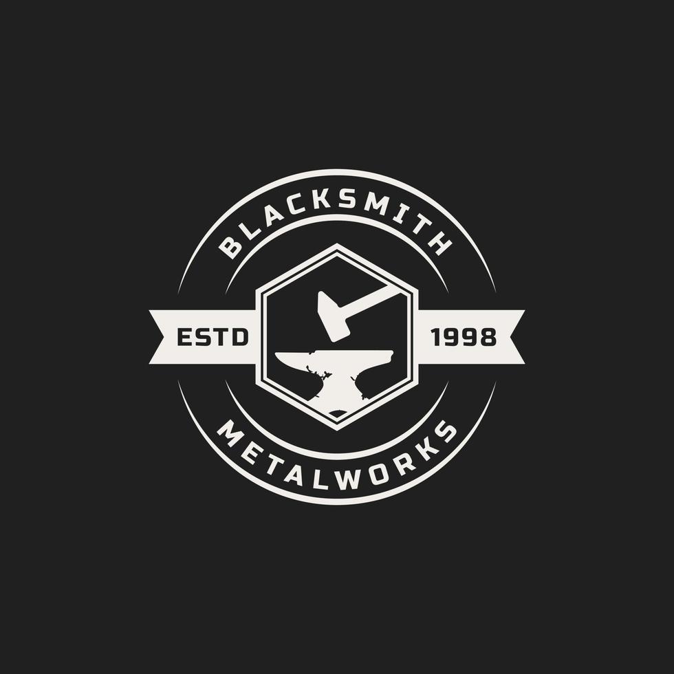 Vintage Retro Badge Blacksmith Logos, Emblems and Design Elements with Grunge Texture vector