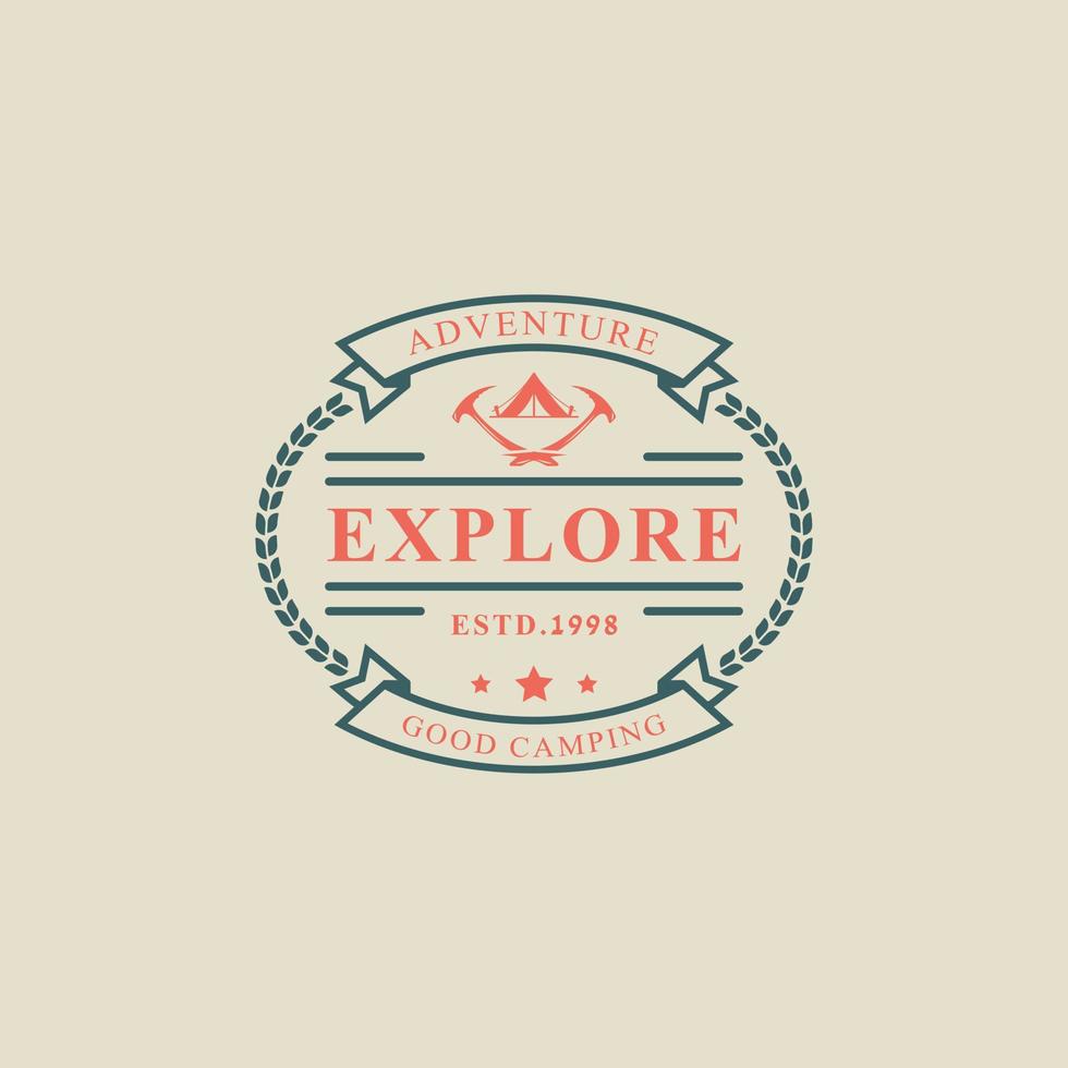 Vintage Retro Badge Camping and Outdoor Adventure Typography Logo Vector Design Inspiration