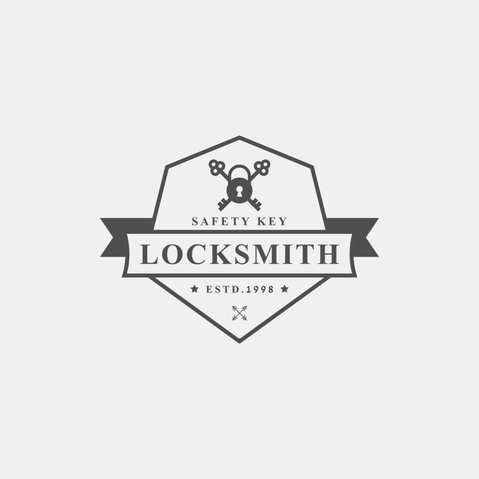 Vintage Retro Badge Locksmith Labels Design Element for Safety security Logo Inspiration vector