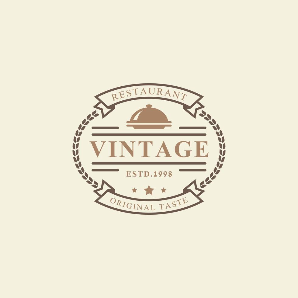 Iconos de restaurantes y cafés con insignia retro vintage, siluetas de diseño de logotipos de comida rápida vector