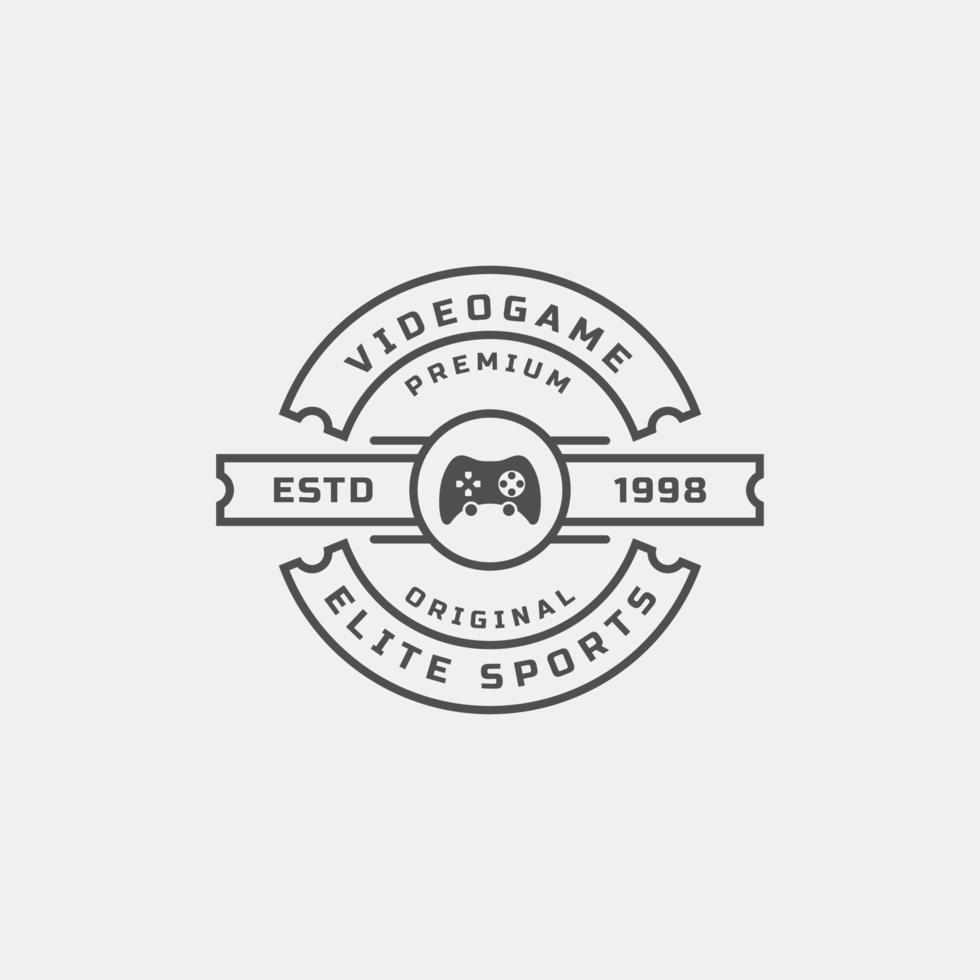 insignias y etiquetas deportivas electrónicas retro antiguas con inspiración en el diseño del logotipo de gamepads vector