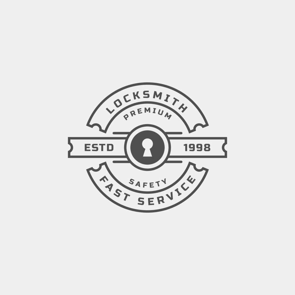 elemento de diseño de etiquetas de cerrajería de insignia retro vintage para inspiración de logotipo de seguridad vector