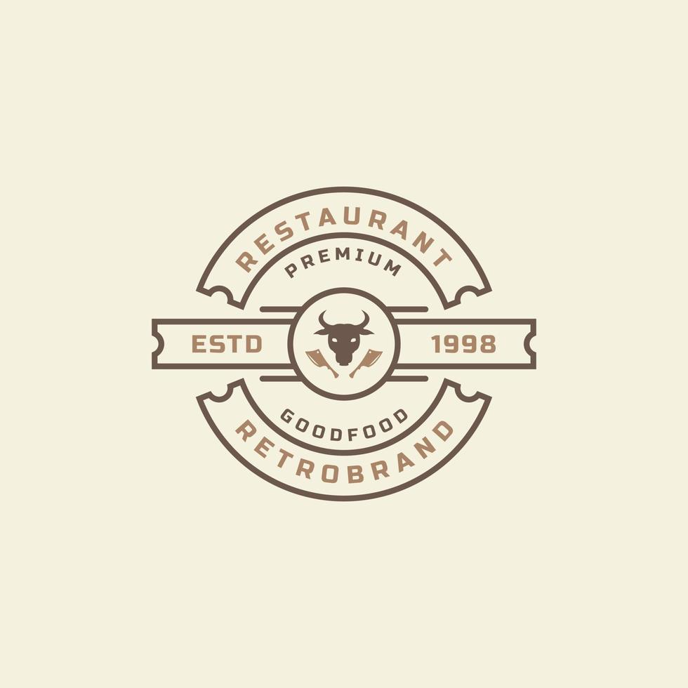 Iconos de restaurantes y cafés con insignia retro vintage, siluetas de diseño de logotipos de comida rápida vector