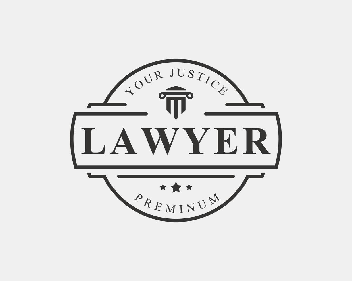 Inspiración en el diseño del vector del logotipo de la oficina de abogados de la insignia retro vintage