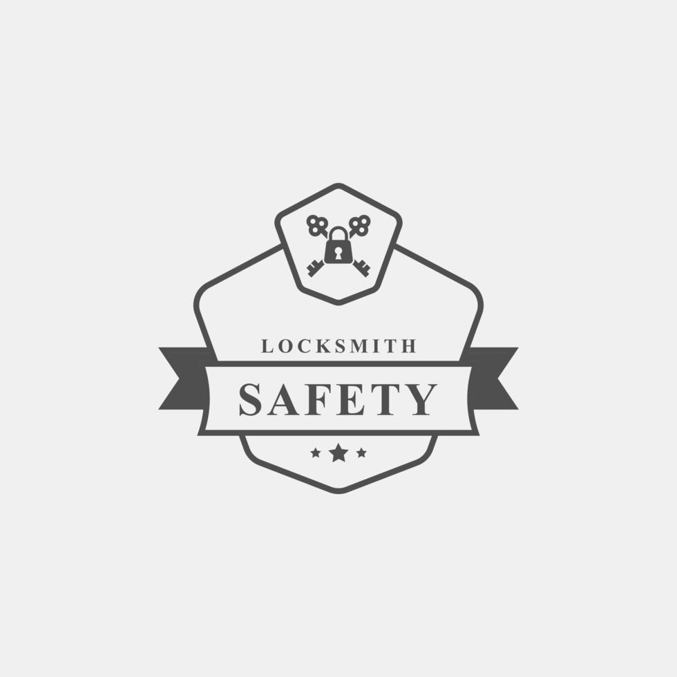 Vintage Retro Badge Locksmith Labels Design Element for Safety security Logo Inspiration vector