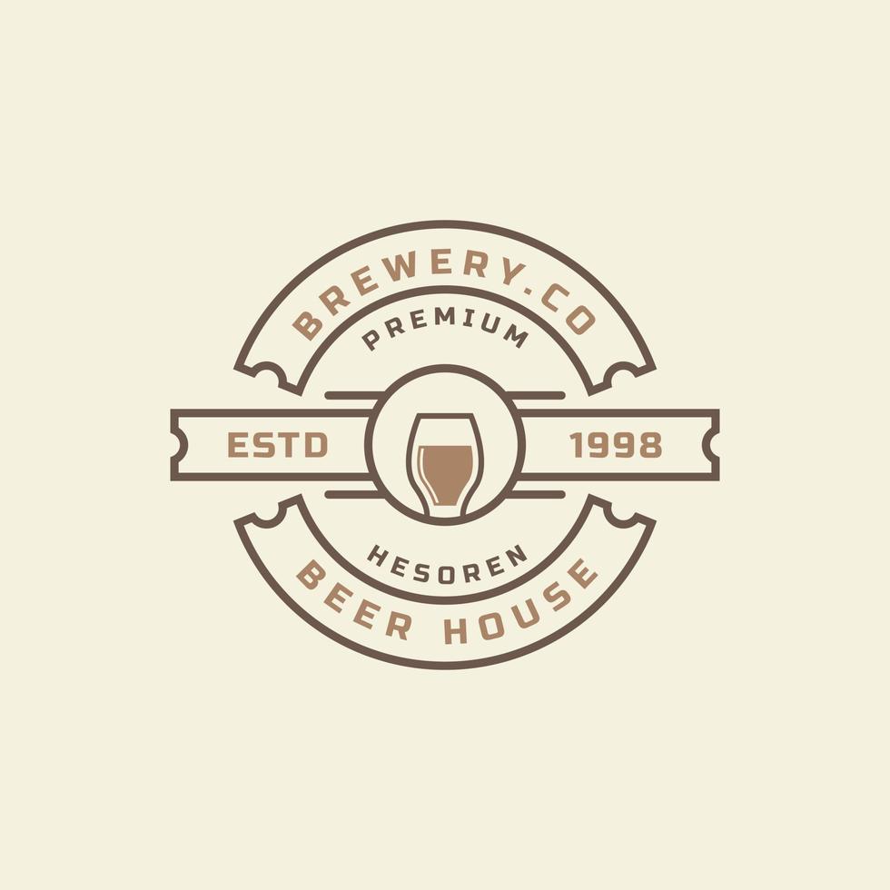 Ilustración de vector de elementos de diseño de etiqueta de cerveza insignia retro vintage