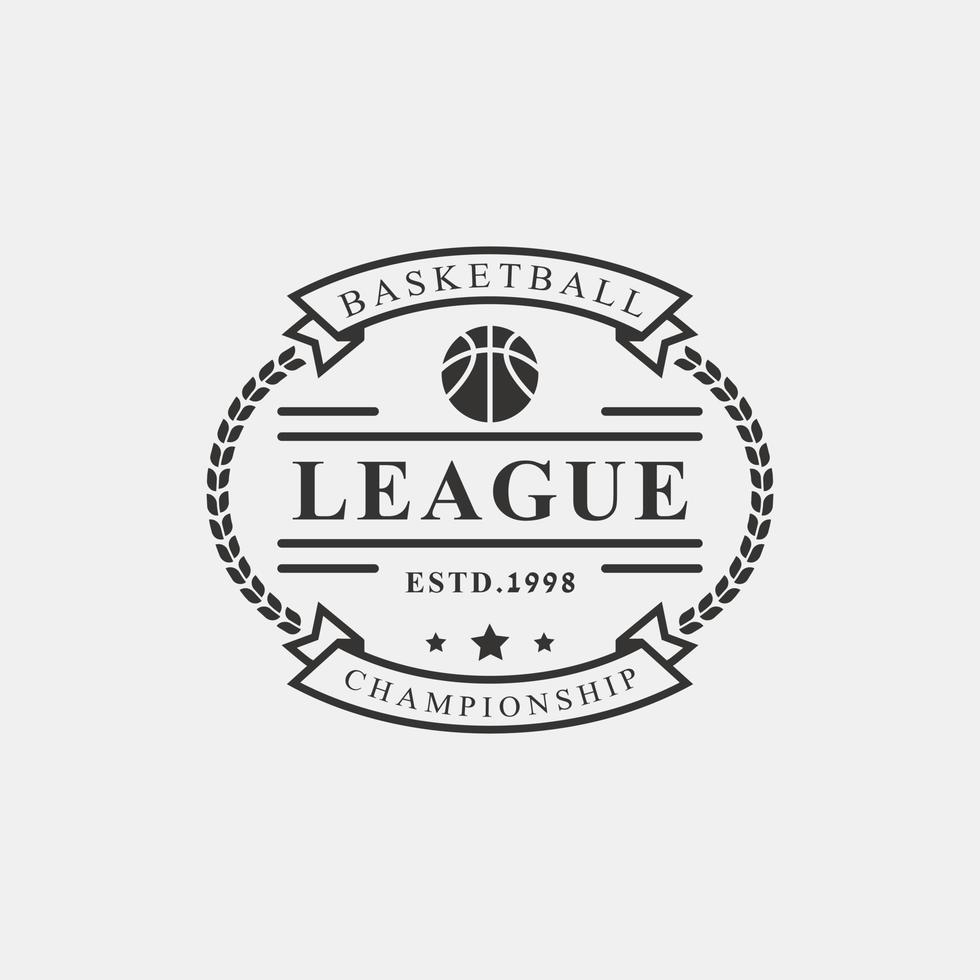 vintage retro badge basketball club campeonato juego logo vector diseño inspiración