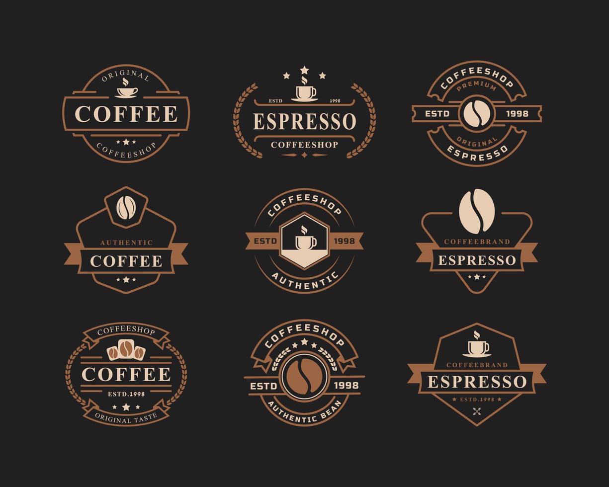 Set of Classic Retro Badge Coffee Shop Logos. Cup, beans, cafe vintage ...