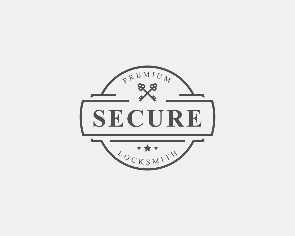 Vintage Retro Badge Locksmith Labels Design Element for Safety security Logo Inspiration vector