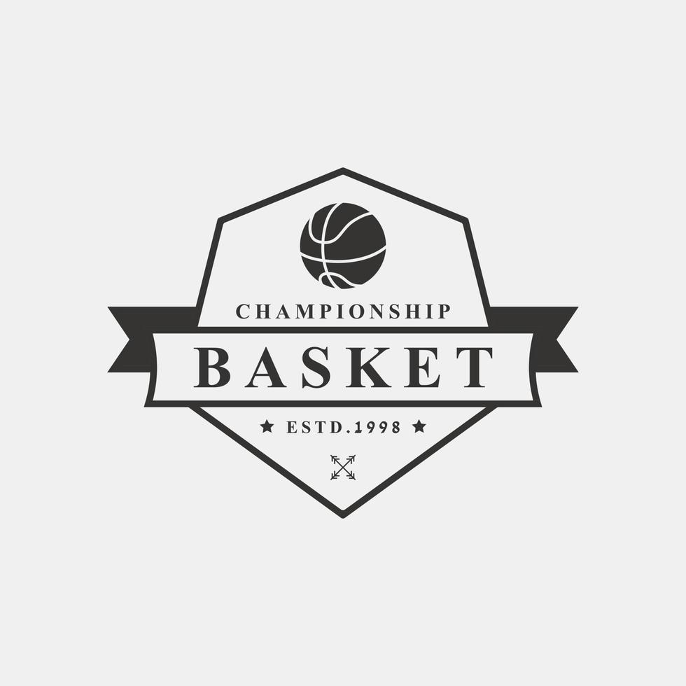 vintage retro badge basketball club campeonato juego logo vector diseño inspiración