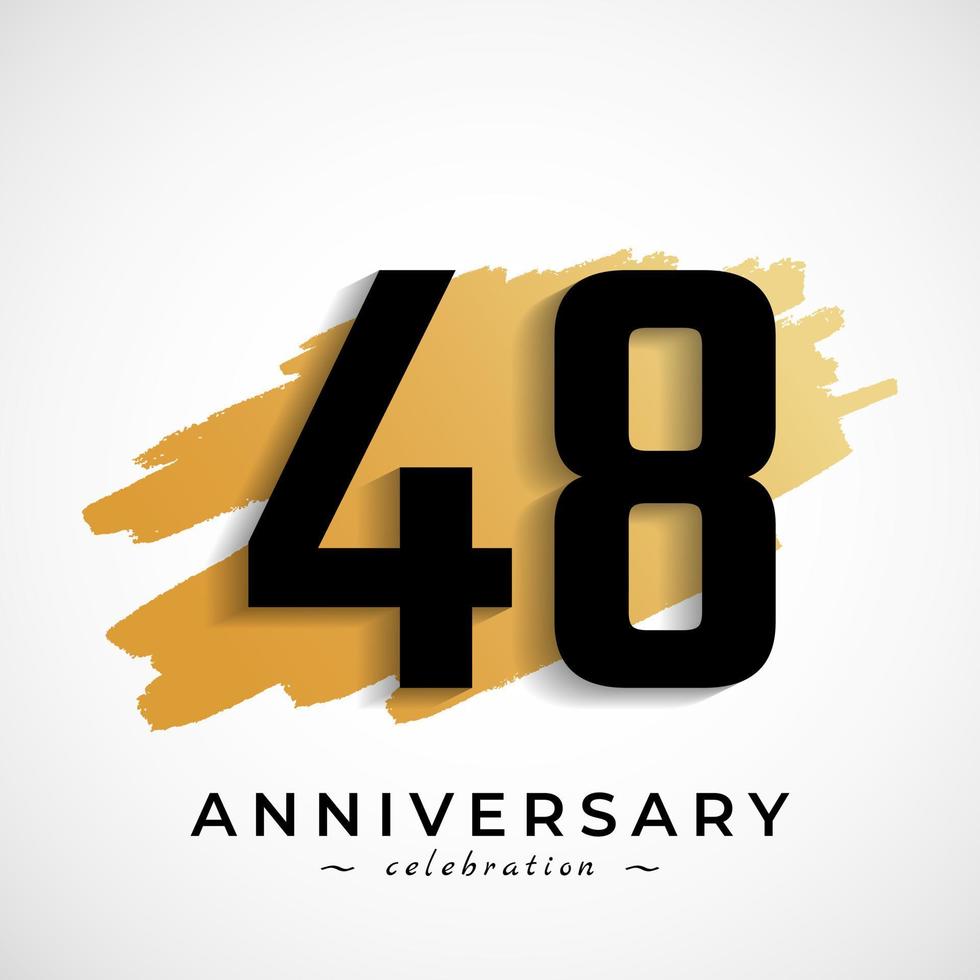 48 Year Anniversary Celebration with Gold Brush Symbol. Happy Anniversary Greeting Celebrates Event Isolated on White Background vector