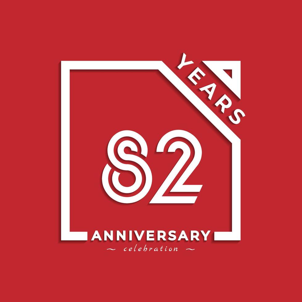 82 Year Anniversary Celebration Logotype Style Design with Linked Number in Square Isolated on Red Background. Happy Anniversary Greeting Celebrates Event Design Illustration vector