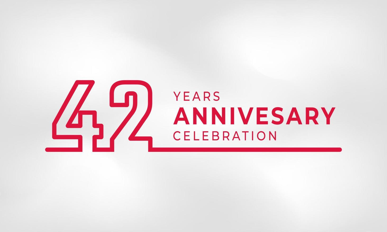 42 Year Anniversary Celebration Linked Logotype Outline Number Red Color for Celebration Event, Wedding, Greeting card, and Invitation Isolated on White Texture Background vector