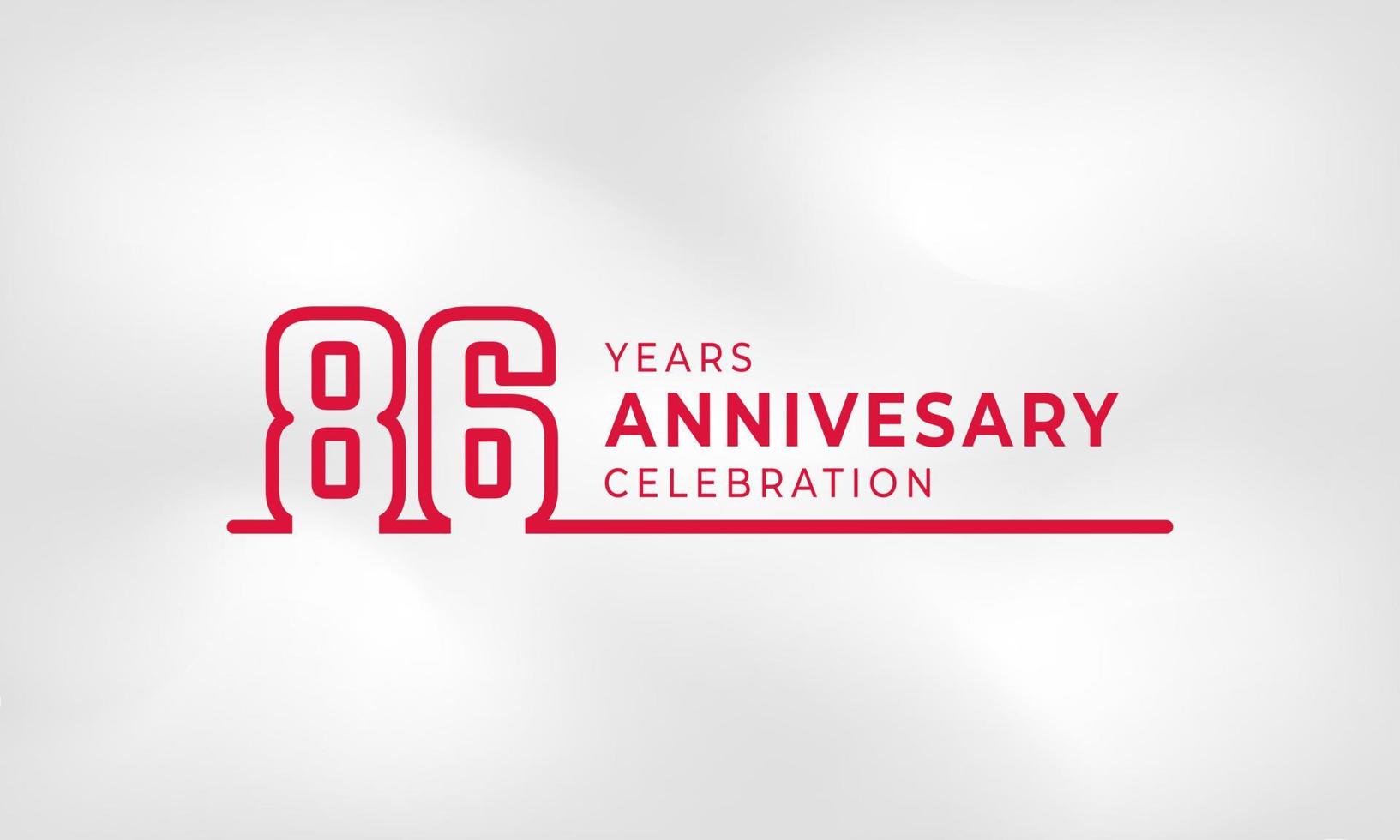 86 Year Anniversary Celebration Linked Logotype Outline Number Red Color for Celebration Event, Wedding, Greeting card, and Invitation Isolated on White Texture Background vector