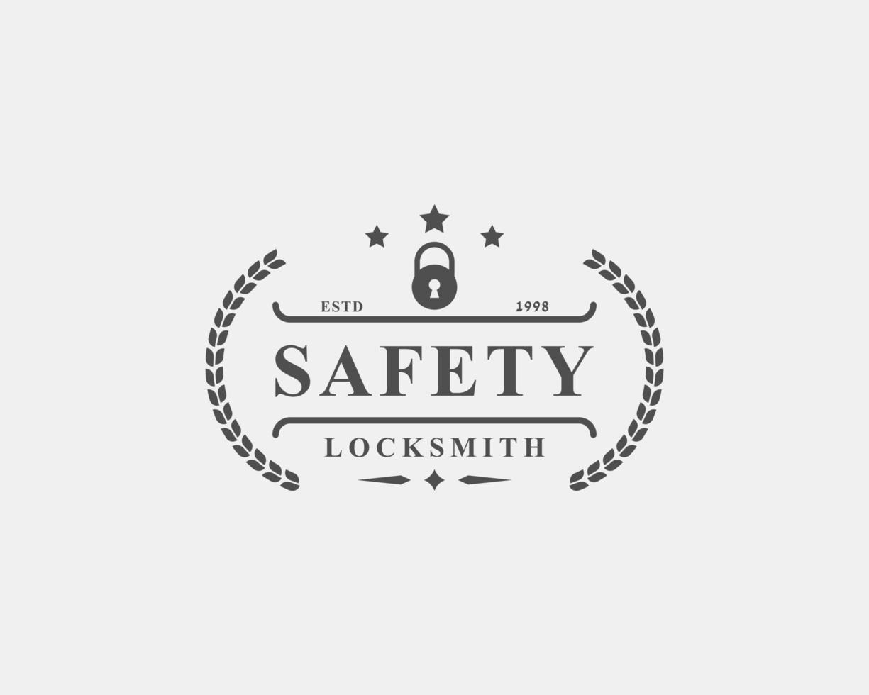 Vintage Retro Badge Locksmith Labels Design Element for Safety security Logo Inspiration vector