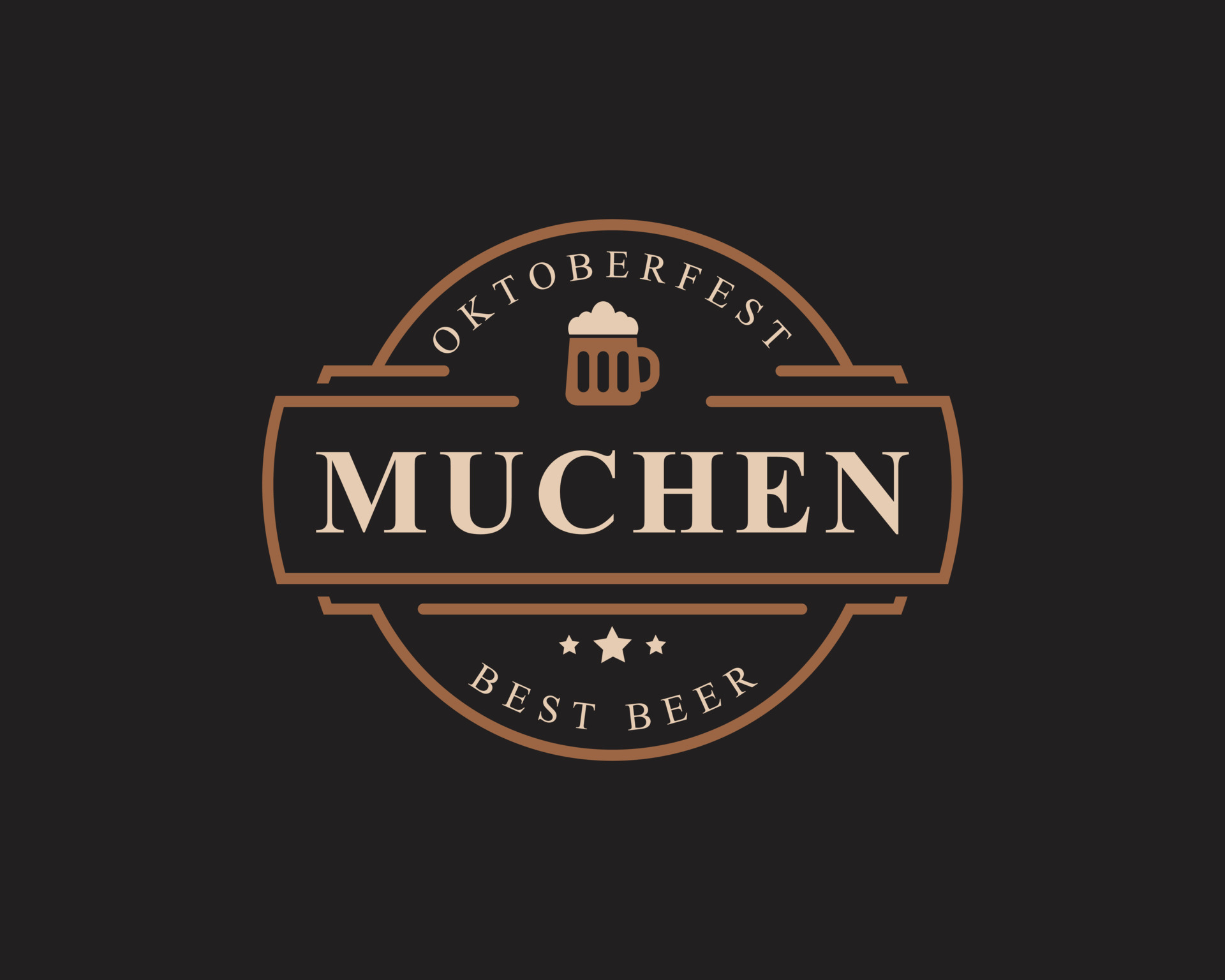 Vintage Retro Badge Oktoberfest Label Typographic Design Willkommen Zum