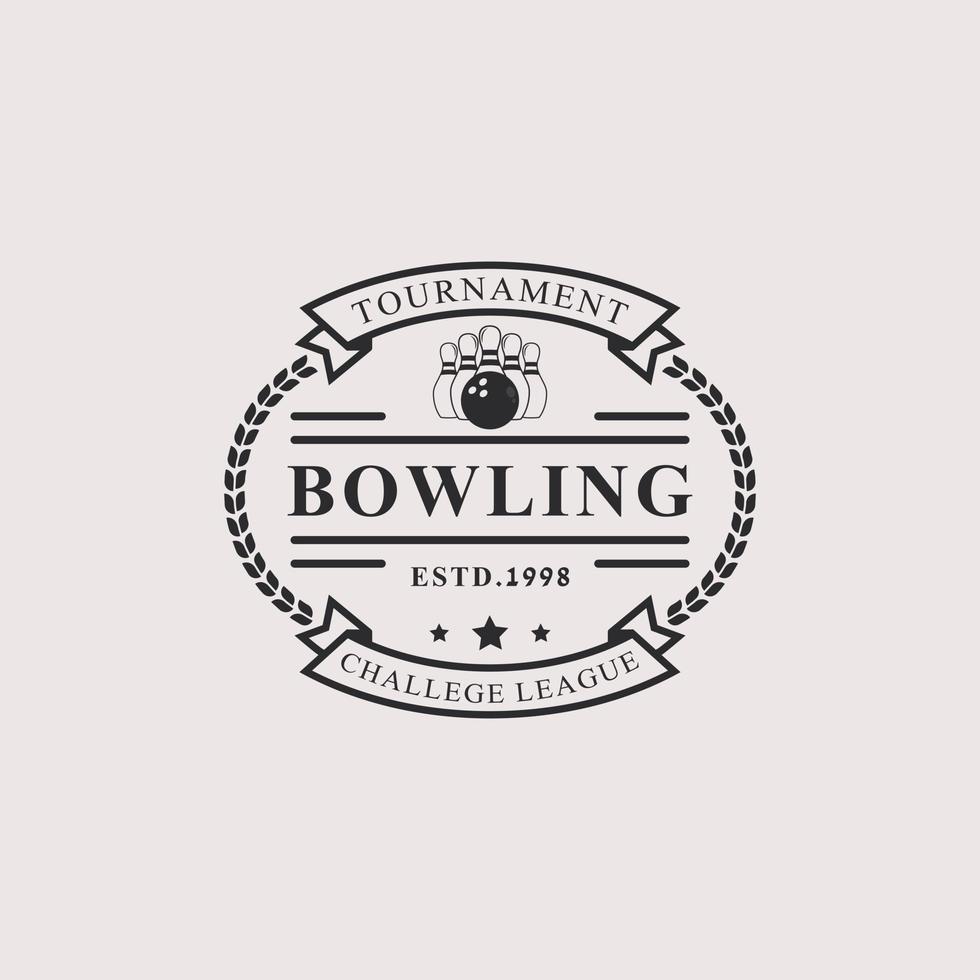 Vintage Retro Badge Bowling Logos Emblems and Logotype Templates vector