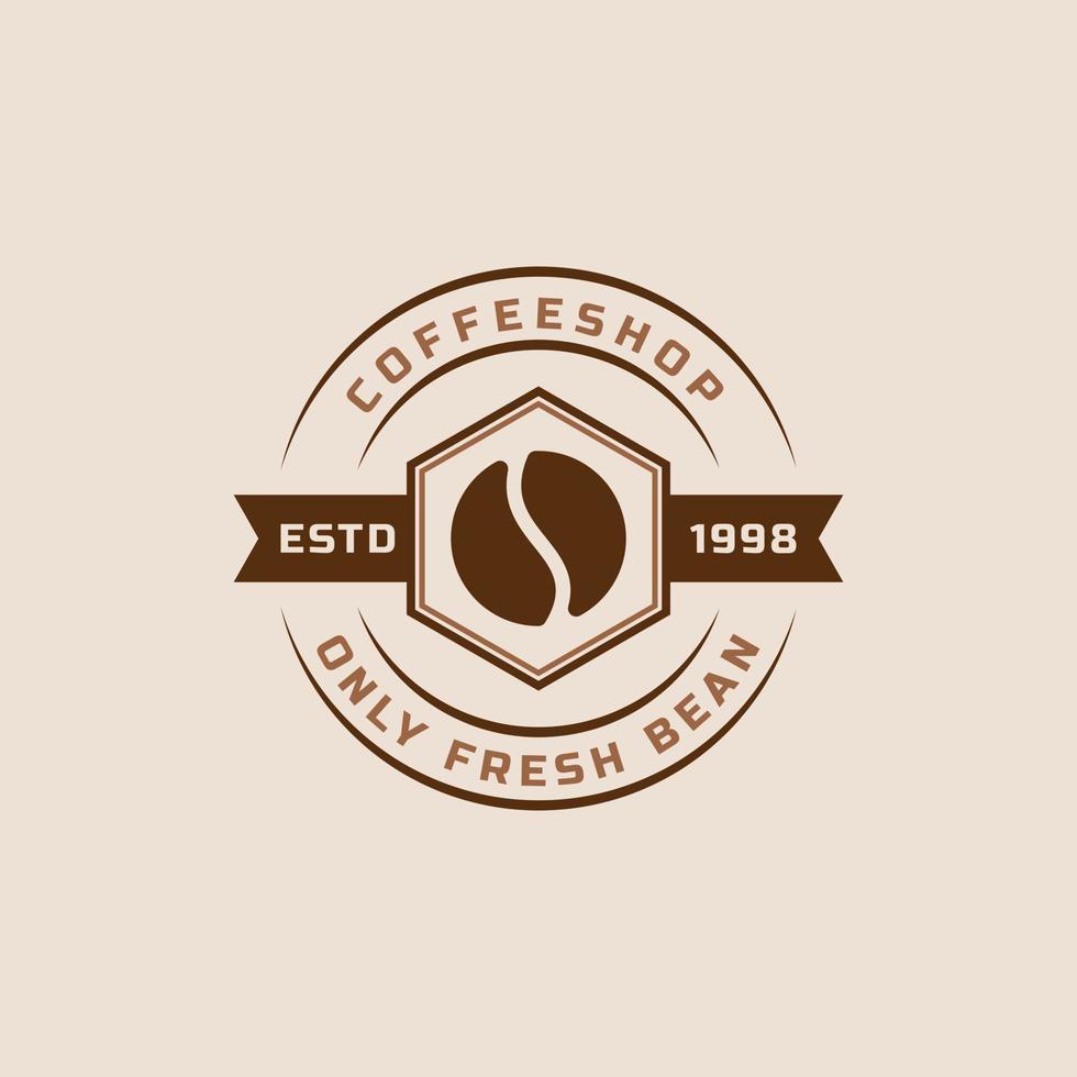 Classic Retro Badge Coffee Shop Logos. Cup, beans, cafe vintage style design vector illustration