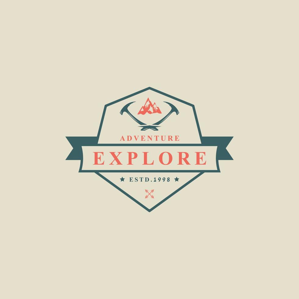 Vintage Retro Badge Camping and Outdoor Adventure Typography Logo Vector Design Inspiration