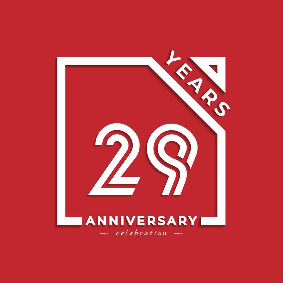 29 Year Anniversary Celebration Logotype Style Design with Linked Number in Square Isolated on Red Background. Happy Anniversary Greeting Celebrates Event Design Illustration vector