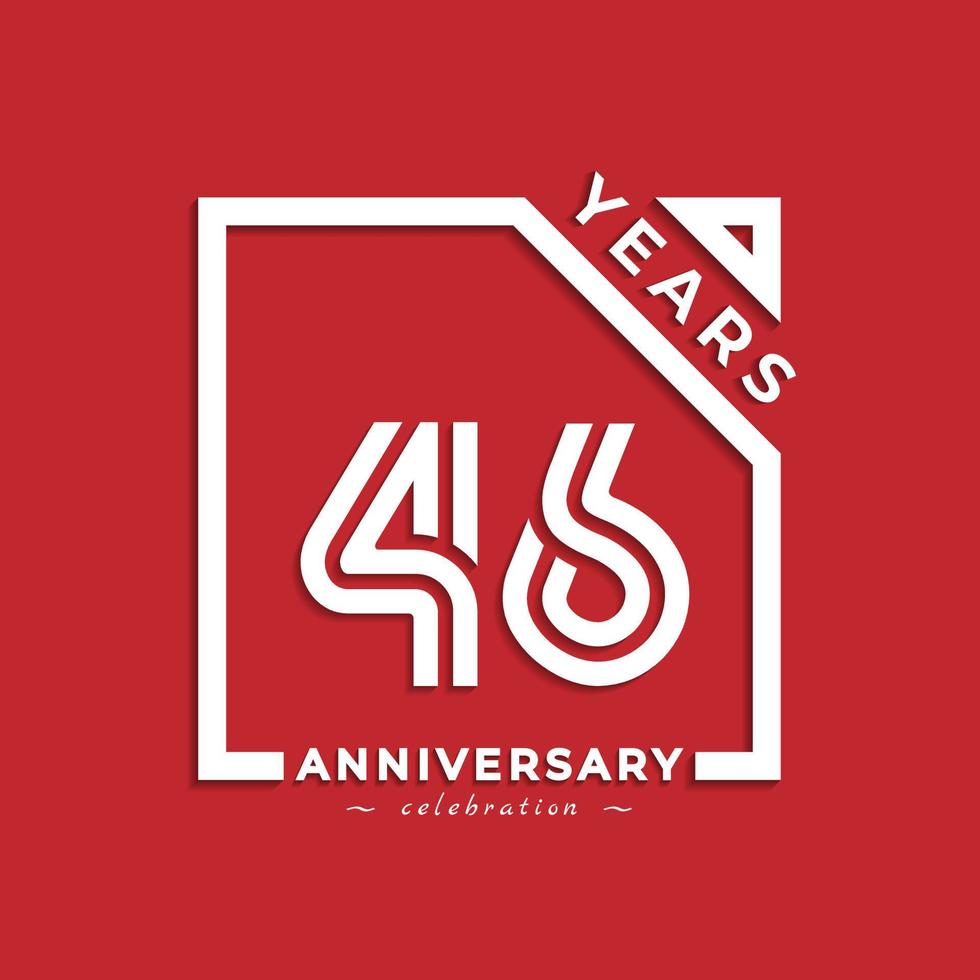 46 Year Anniversary Celebration Logotype Style Design with Linked Number in Square Isolated on Red Background. Happy Anniversary Greeting Celebrates Event Design Illustration vector