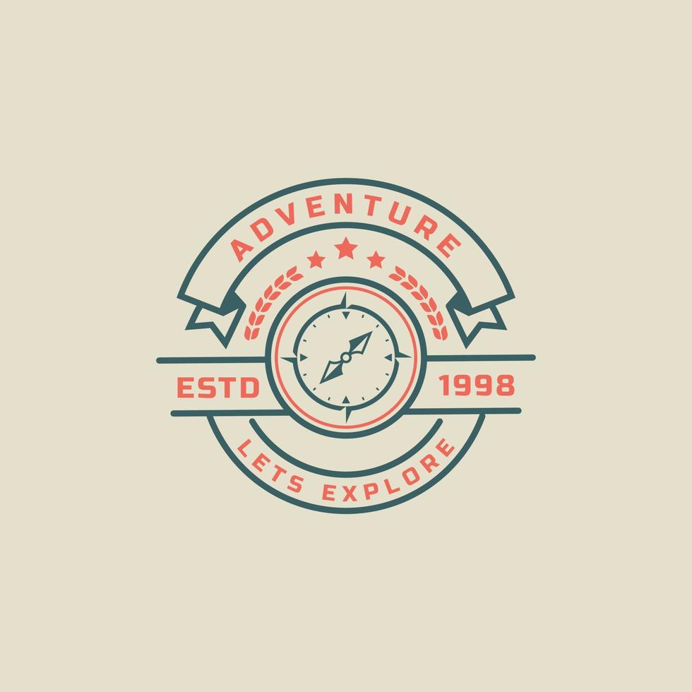 Vintage Retro Badge Camping and Outdoor Adventure Typography Logo Vector Design Inspiration