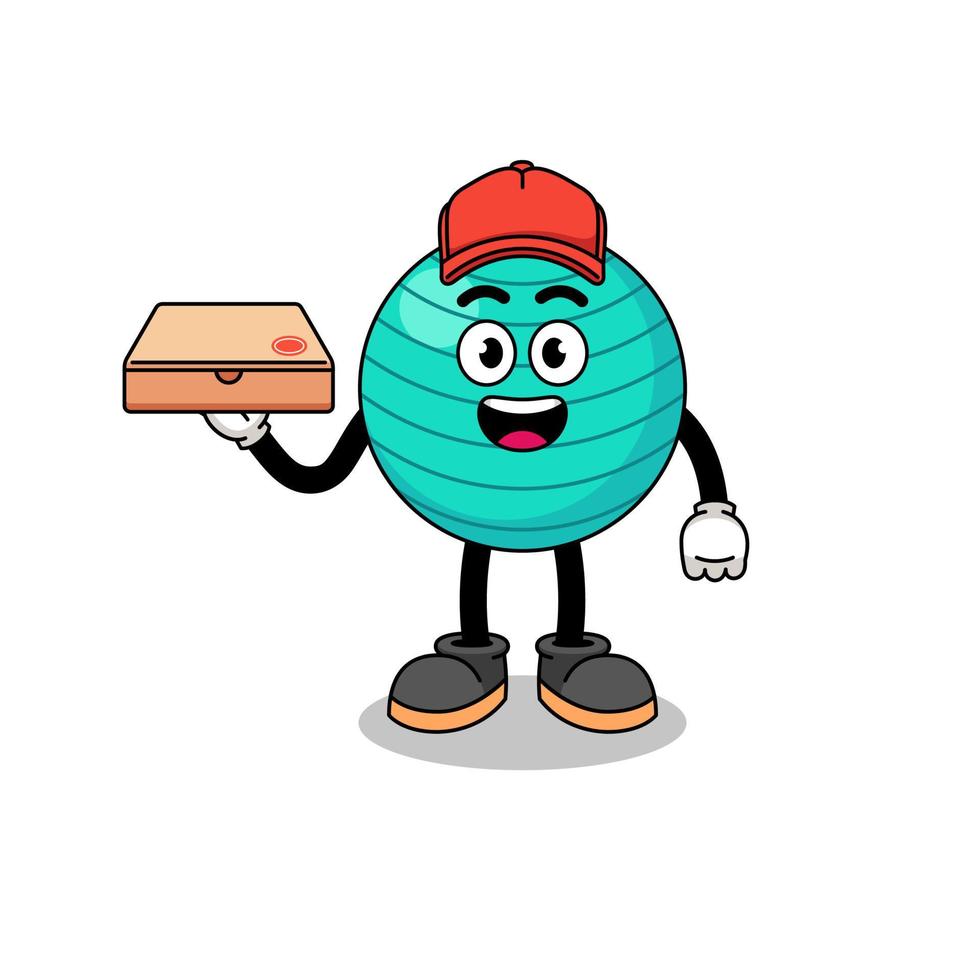 exercise ball illustration as a pizza deliveryman vector